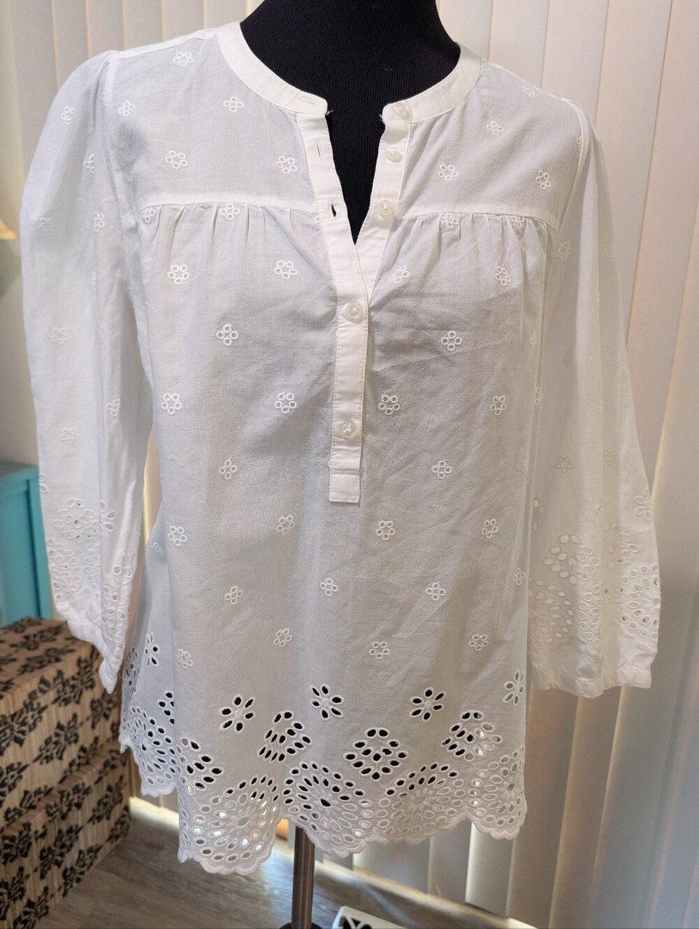 Lucky Brand White Eyelet Blouse